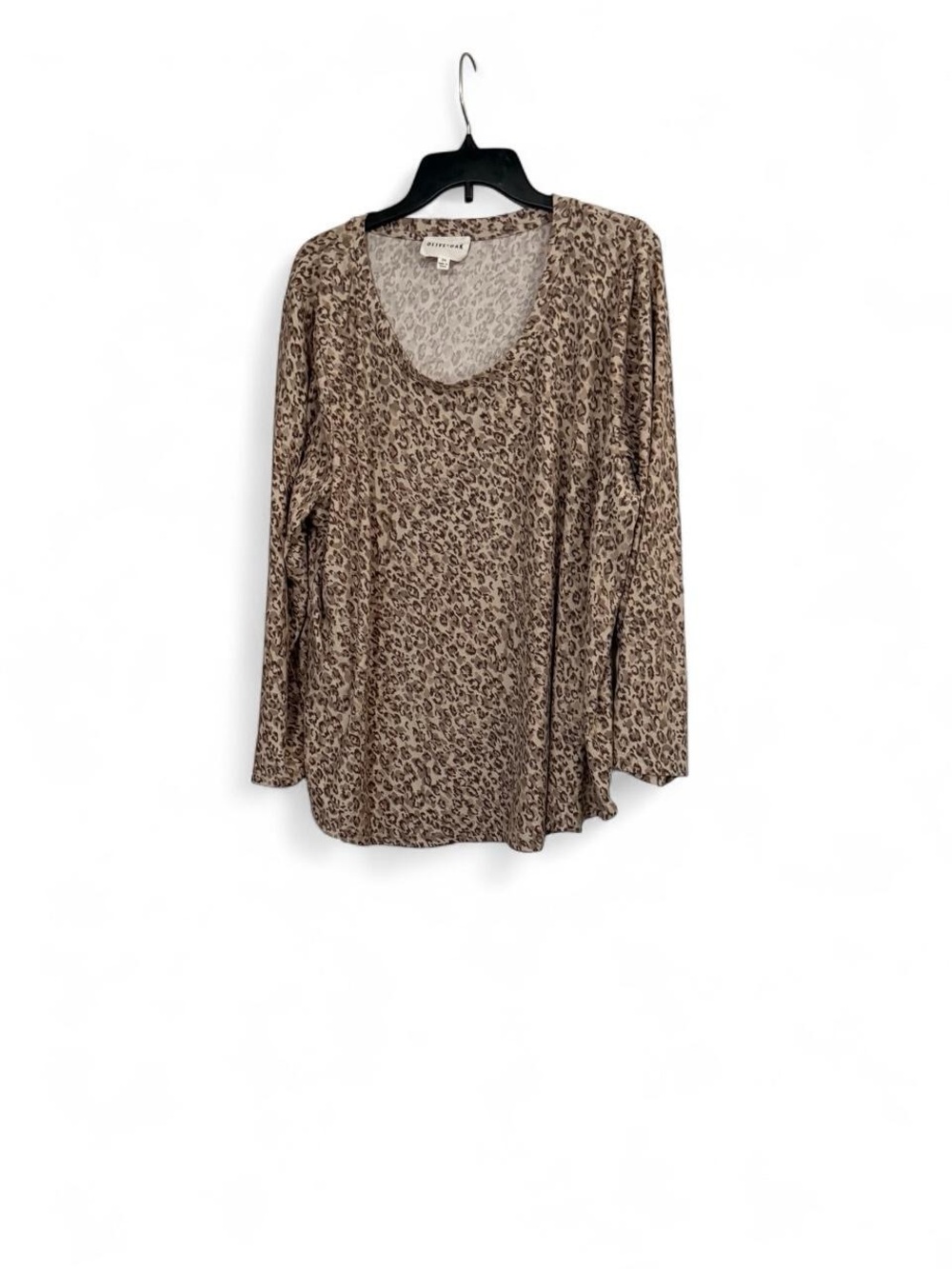 Olive & Oak Brown Leopard Scoop Neck Long Sleeve Top